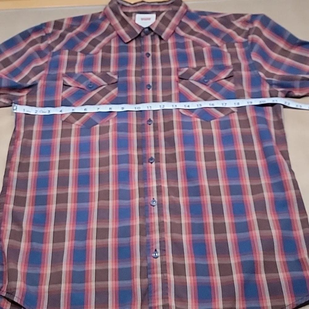 Levi's Size L Multicolored Plaid Long Sleeve Western Shirt Cotton Blend